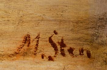 OKÄND KONSTNÄR, olja på pannå, signerad M Sten, 1900-talets första hälft.