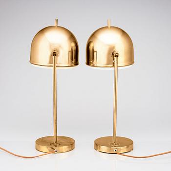 Eje Ahlgren, a pair of brass table lamps, model 'B-075', Bergboms, Sweden, 1960-70s.