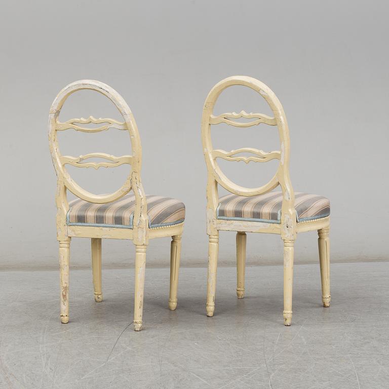 Five late 18th century Gustavian chairs.