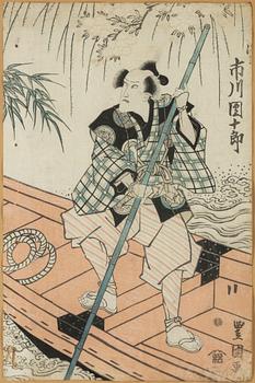 TORII KIYONAGA (1752-1815), after, and TOYOKUNI, two coloured woodblock prints. Japan, 19th century.