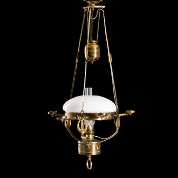 FOTOGENLAMPA / TAKLAMPA, mässing, jugend, tidigt 1900-tal.