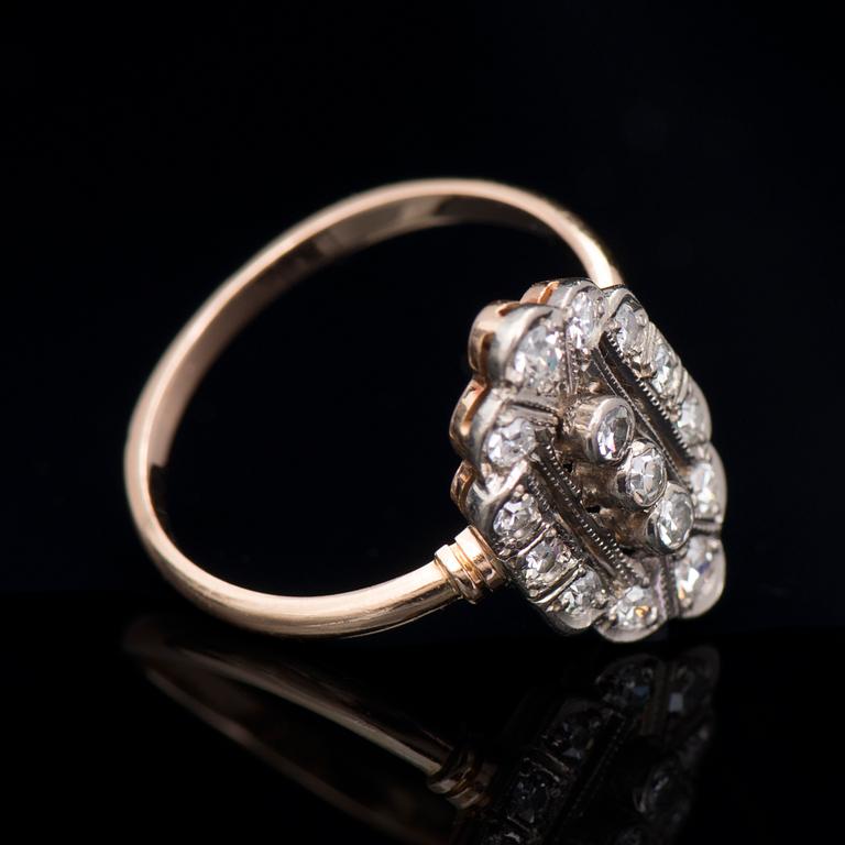 SORMUS, 8/8-hiotut timantit, 14K kultaa. Neuvostoliitto.