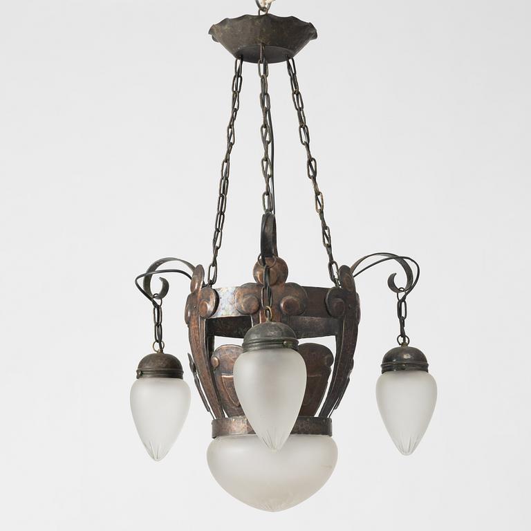 A Jugend ceiling lamp, early 20th century.