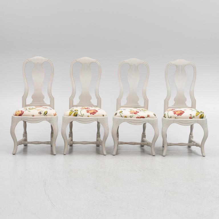 A set of four late Baroque style chairs, late 20th Century.