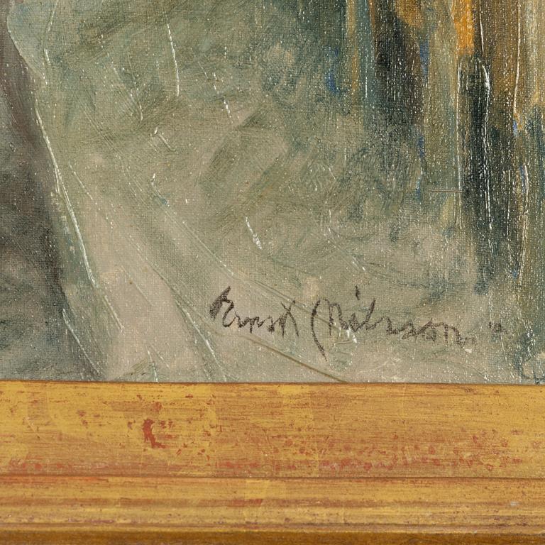 Ernst Nilsson, Vy mot Uppsala slott och Clasonska gården från Övre Slottsgatan.