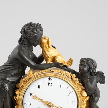 A Louis XVI figural mantel clock, Paris, late 18th century.