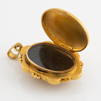 Locket with butterfly, with seed pearls, rubies and sapphires, 1800's.