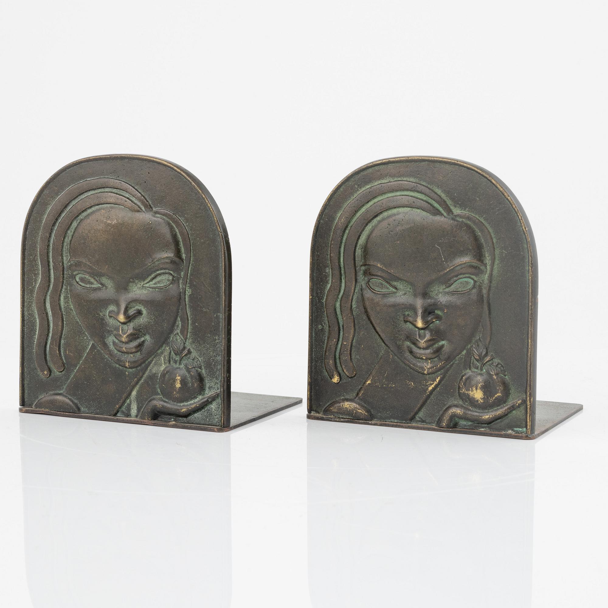 Ystad Brons (Ystad Metall), bokstöd, ett par, Swedish Grace, 1920-30-tal.