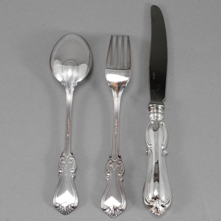 BESTICKSERVIS, 18 delar, silver, "Olga", GAB, 1990-tal, total vikt ca 1000 g.