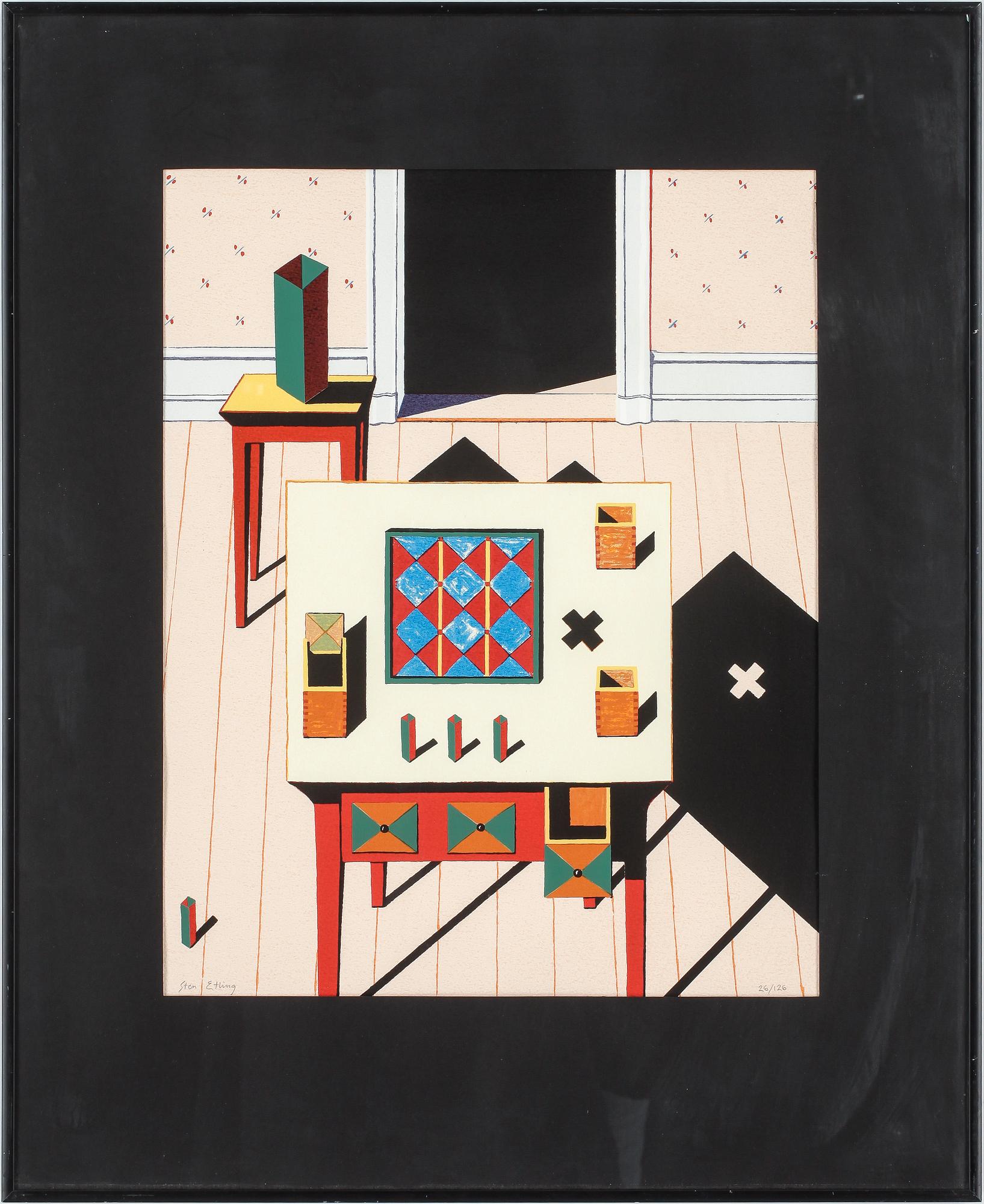 STEN ETLING. Färglitografi. signerad och numrerad 26/126.