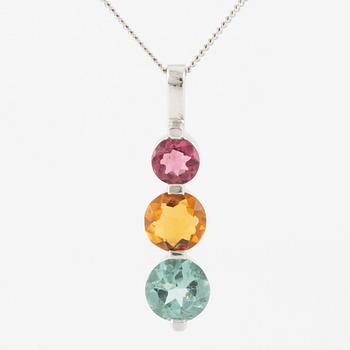 Necklace 14K white gold with multi-coloured tourmalines.