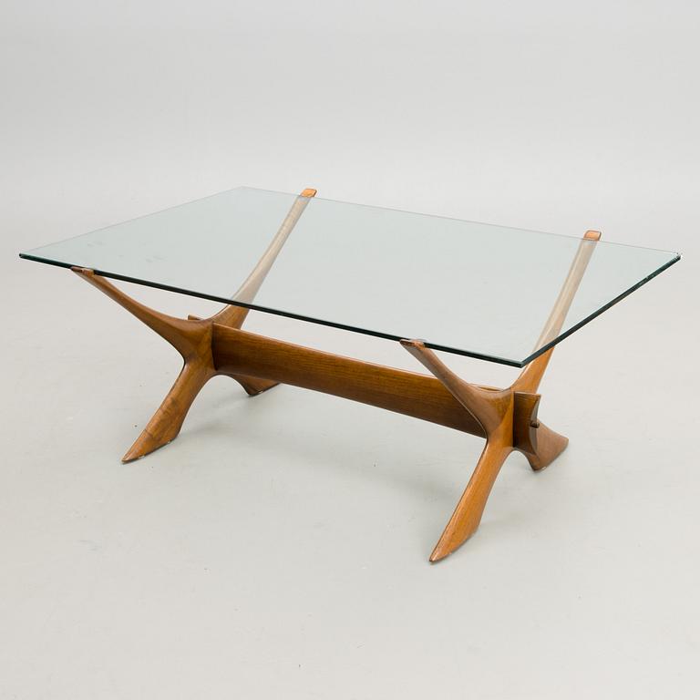 'Condor' coffee table in wood and glass, 1960s-1970s.