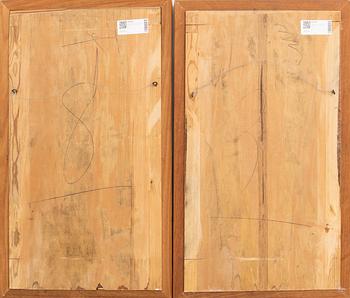 Wall panel a pair of Swedish Modern 1930s/40s possibly Mjölby Intarsia.