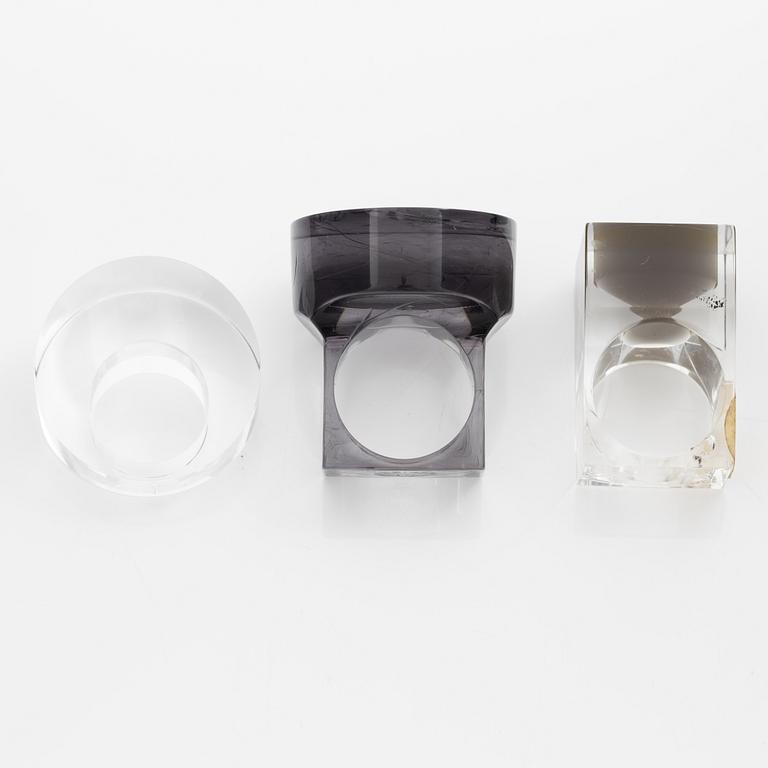 Siv Lagerström, three acrylic rings, 1970s.