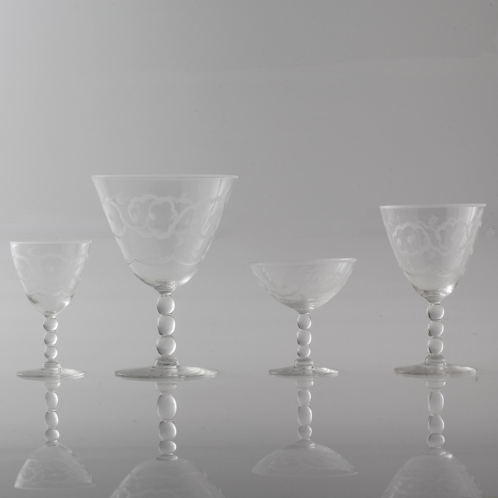 a glass set of table ware of 25 pcs by Johansfors, 20th century.