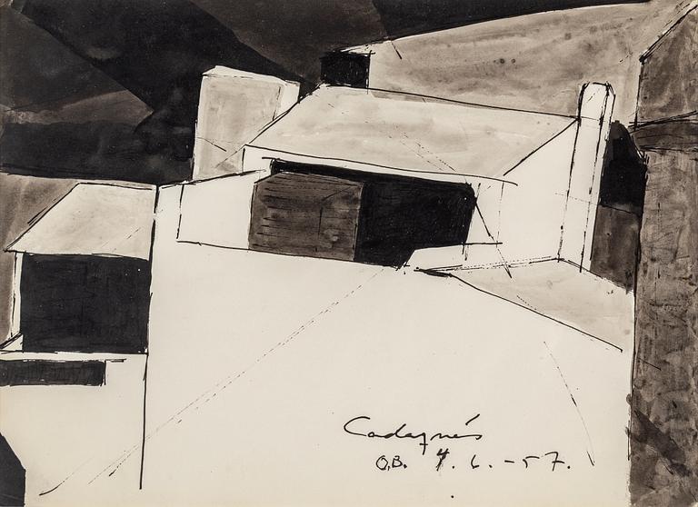 OLLE BONNIÉR, watercolor, signed and dated Cadaqués 4.6.-57.