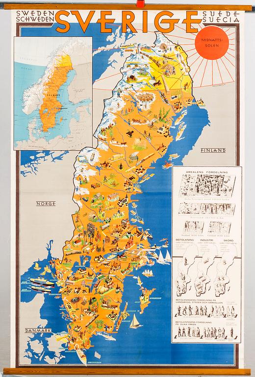 SKOLKARTA, Sverige, 1930-tal.