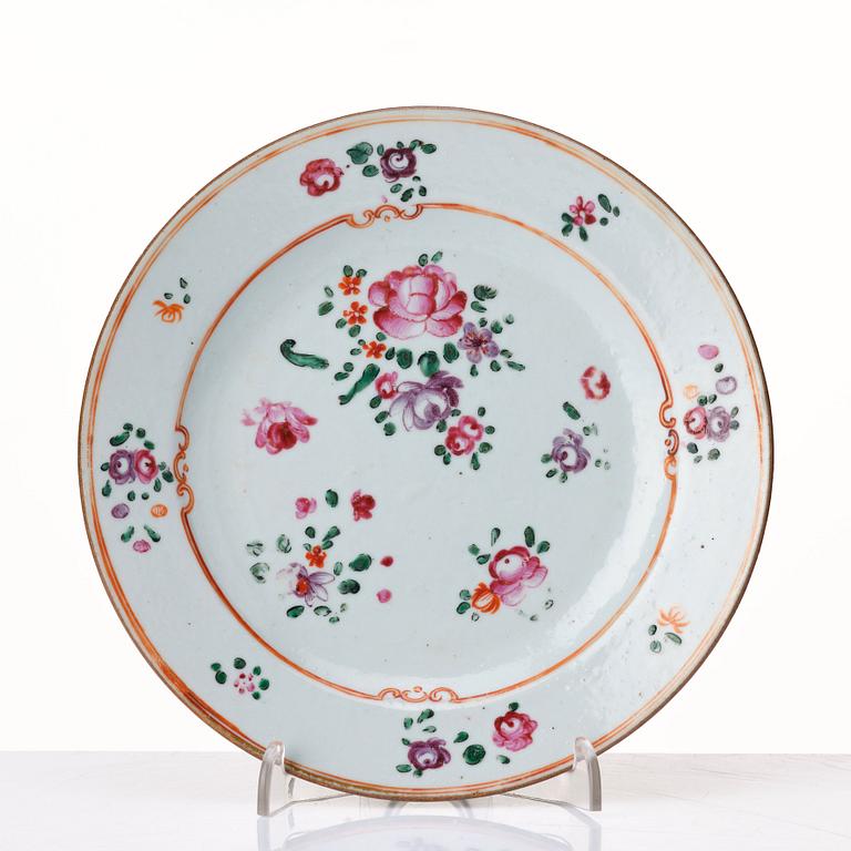 A set of 13 famille rose dishes, Qing dynasty, Qianlong (1736-95).