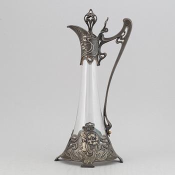 Württembergische Metallwarenfabrik, an Art Nouveau silver plated claret jug, early 20th Century.