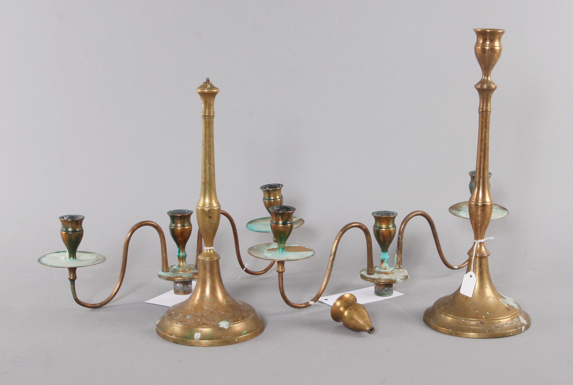 KANDELABRAR, ett par, mässing.