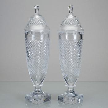 POKALER, ett par, glas, "Kent", Kosta, 1900-tal.