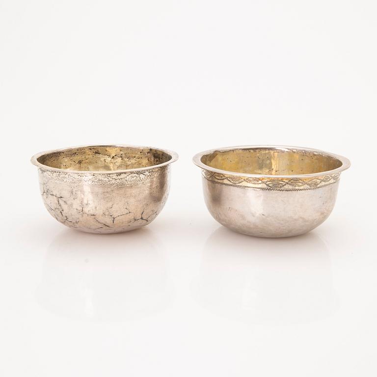 Four beakers, silver, Kristianstad, 18th/19th century.