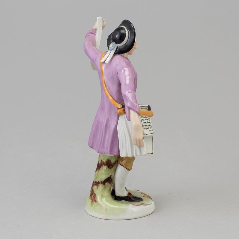 A Ludwigsburg porcelain figure of a street vendor, Germany, 1970's.