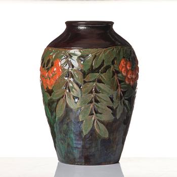Hilma Persson-Hjelm, a glazed earthenware art nouveau vase, executed in her own studio, Arvika 1913. No 2241.