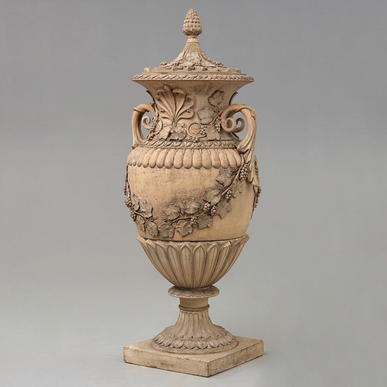 A Swedish Höganäs 1860's stoneware garden urn by Ferdinand Ring.