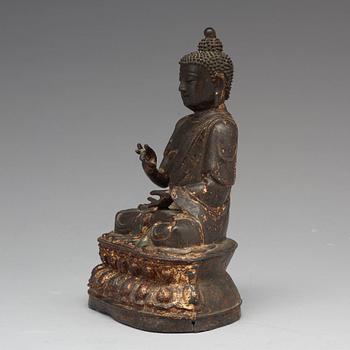 A bronze figure of Buddha, Ming dynasty (1368-1644).