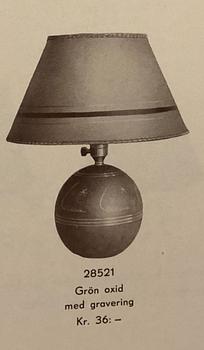 Erik Tidstrand, a table lamp model "28521", Nordiska Kompaniet, 1930s.