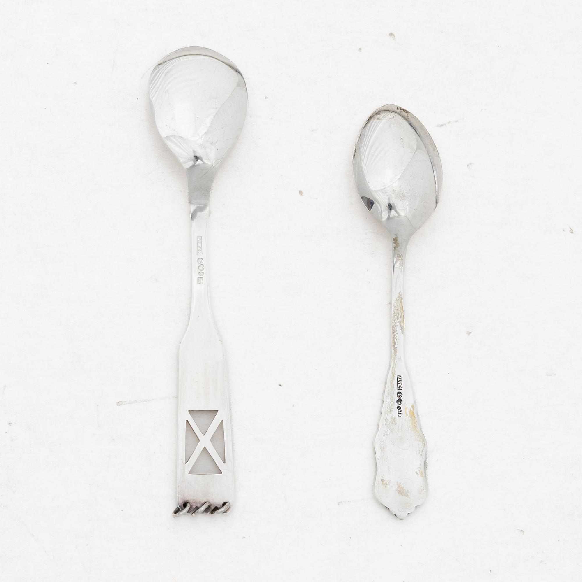 Coffee and mocha spoons, 12+6 pieces, silver, Alton Guldvaru Ab, Falköping, 1959–1967.