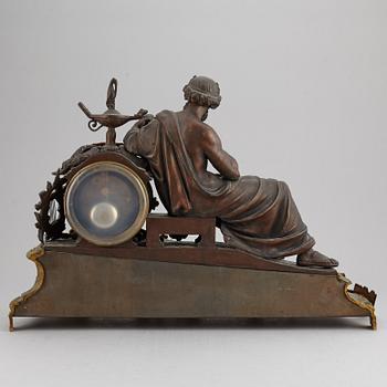 A large bronze mantle clock, circa 1900.