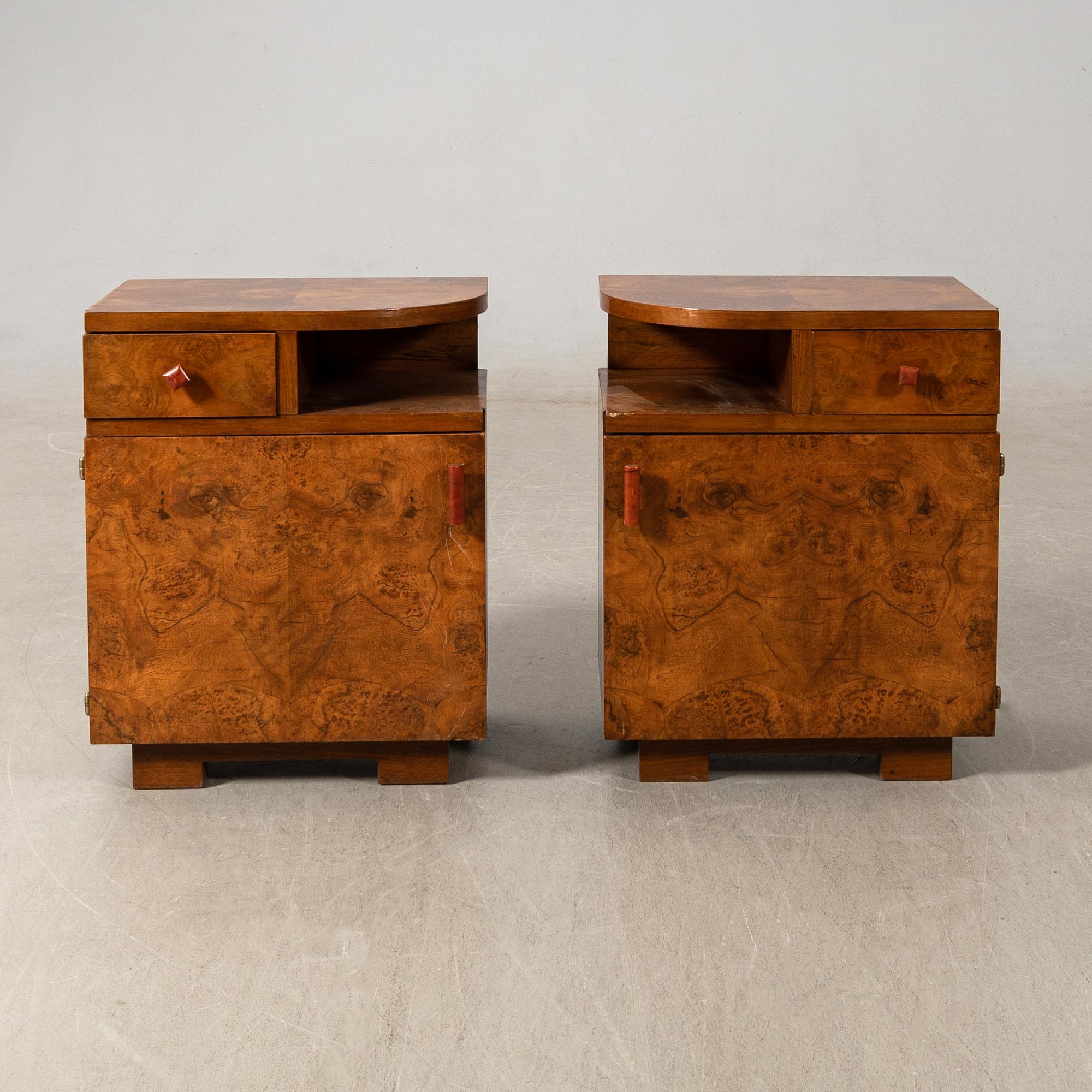 Bedside tables, a pair, Art Deco, first half of the 20th century.