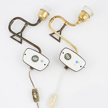 A pair of wall lamps, Armaturhantverk, Tibro, Sweden, second half of the 20th century.