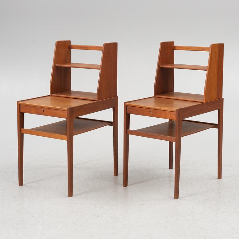 Sven Engström & Gunnar Myrstrand, a pair of 'Dixie' bedside tables with shelf, Tingströms 1950s/60s.