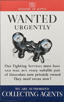 KRIGSAFFISCHER, 7 st, bla Mightier yet!, England 1940-tal.