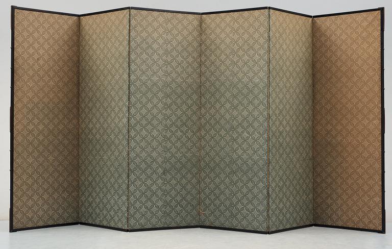 A Japanese six fold screen, Meiji period (1868-1912).