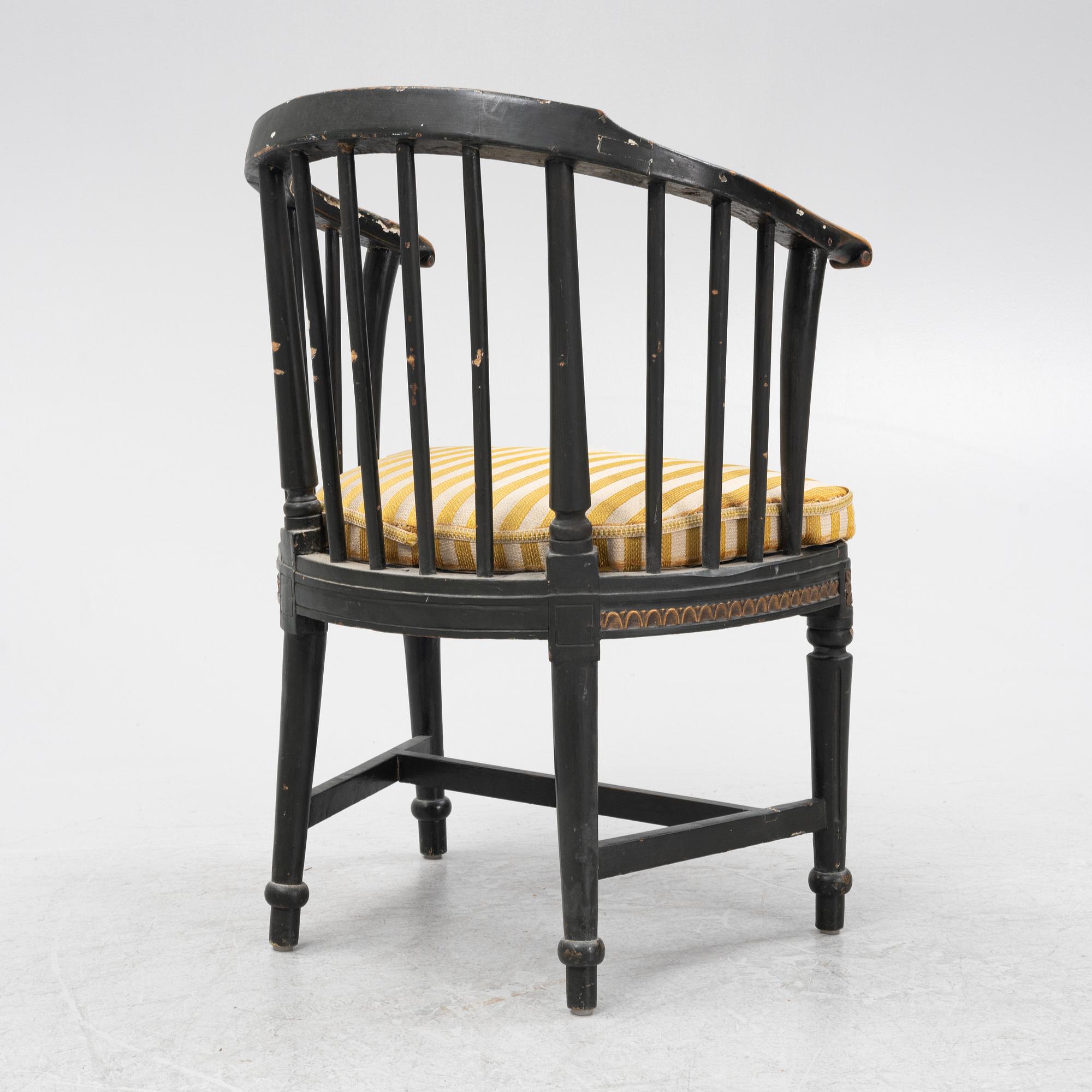 A painted Gustavian armchair, 18th Century.