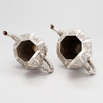 Te- och kaffeservis, 4 delar, silver, Tyskland 1900-talets första hälft.