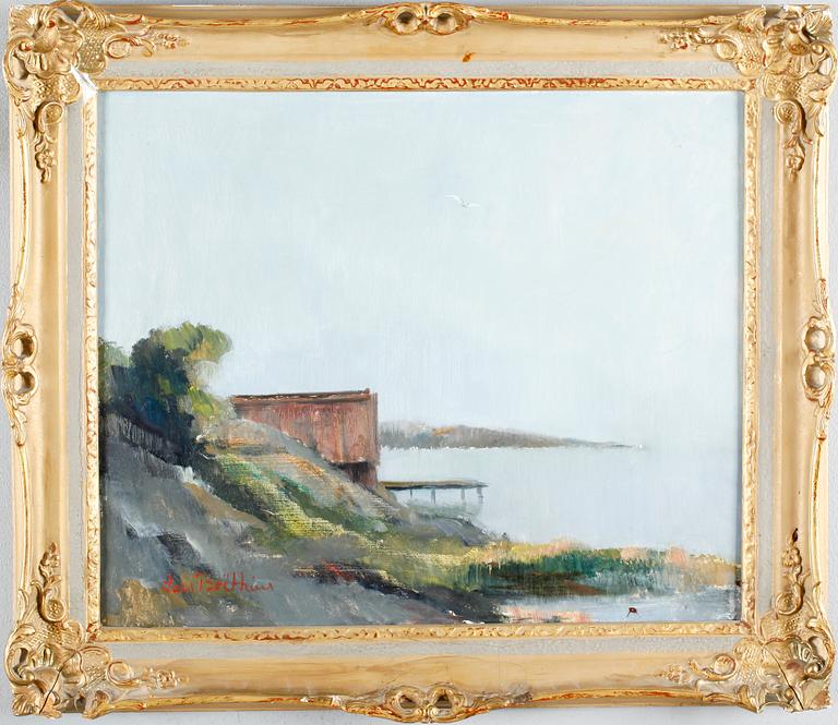 LARS BOËTHIUS, olja på pannå, signerad.