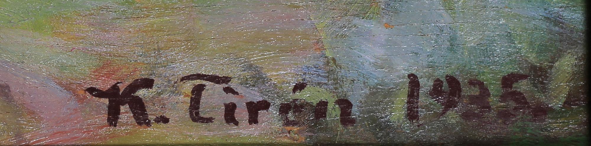 KARL TIRÉN, olja på pannå. Sign o dat 1935.