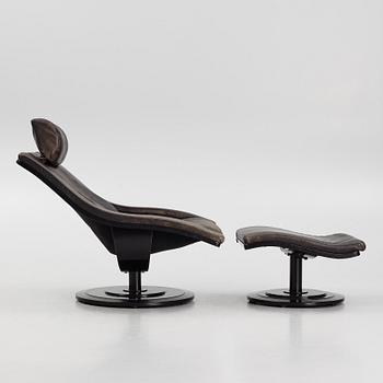 Takashi Okamura & Erik Marquardsen, a "Wave" armchair with ottoman, Nelo, 1970's.