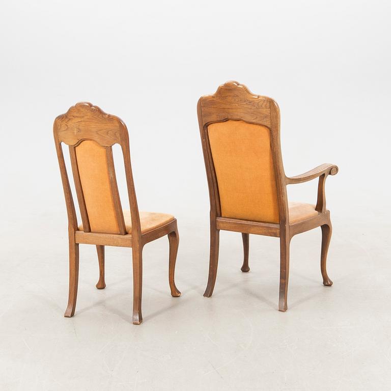 Chairs 6 pcs and armchairs a pair Jugend early 20th century.