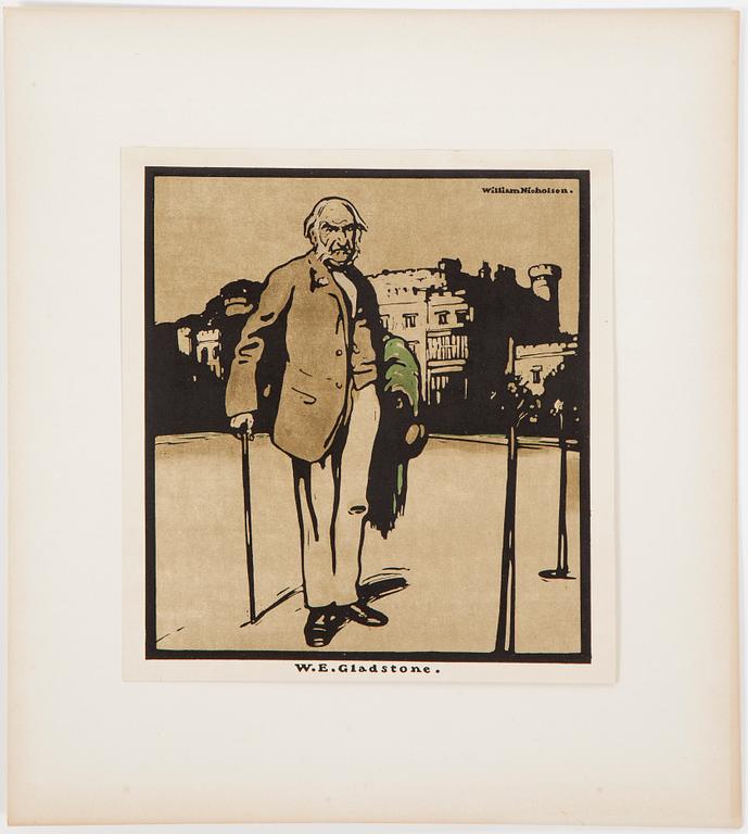 William Nicholson, portfolio with 12 woodcuts. Dated 1899.