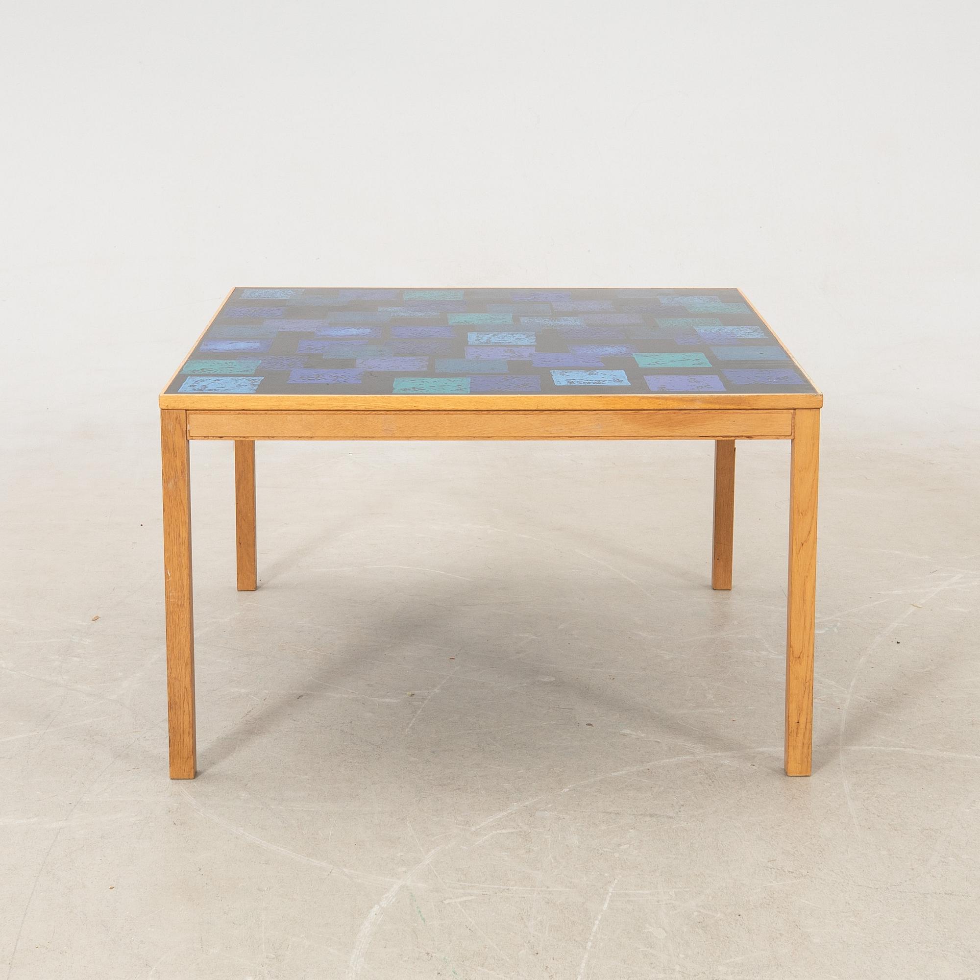 Algot Törneman & David Rosén, coffee table, "blue square", Triva, Nordiska Kompaniet, 1950s.
