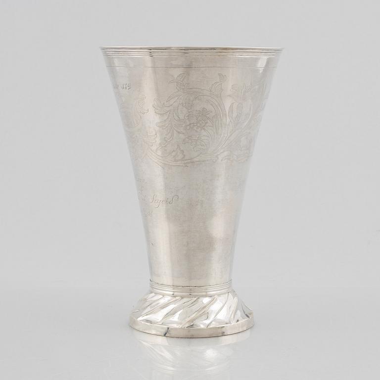 A silver beaker by Lars Löfgren, Hudiksvall (1797-1853).