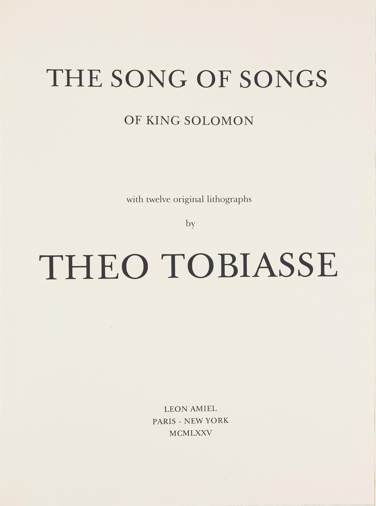 Theo Tobiasse, "The Song of Songs of King Solomon", portfolio with 12 colour lithographs.