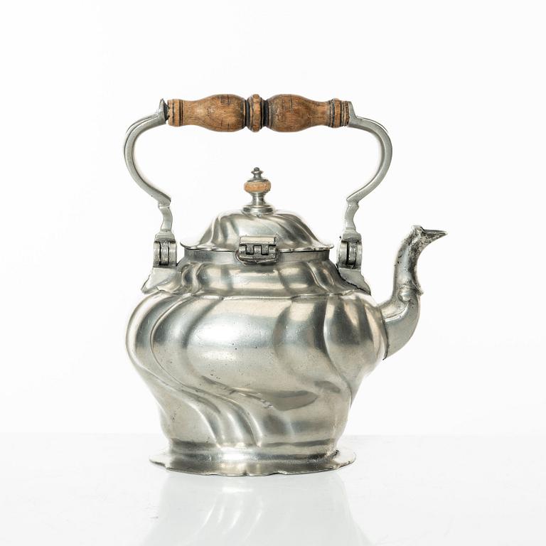 A Rococo pewter teapotby P J Mattsson 1808.