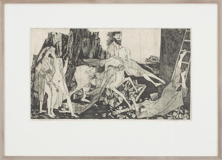 SIGURD WINGE, etching, dated -49 och numrerad 3/8.
